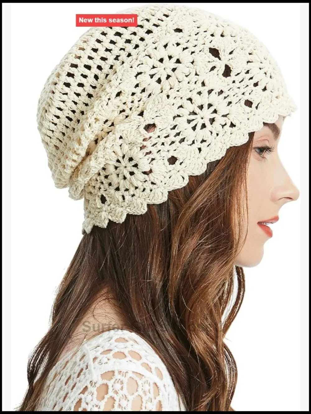Crochet Slouchy Beanie Hat Handmade Knit Summer Skull Cap